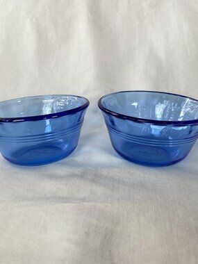 Pyrex #463 Cobalt Blue Custard Dishes Cups Ramekin 3-Ring Design‎ - 6 OZ